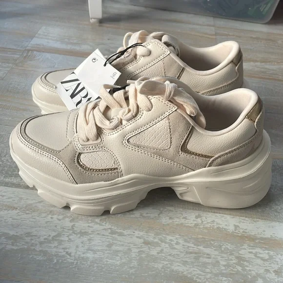 Zara Cream Women's Sneakers - Picture 2 of 7